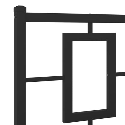 Kovový Rám Postele S Čelem Černý 150 X 200 Cm