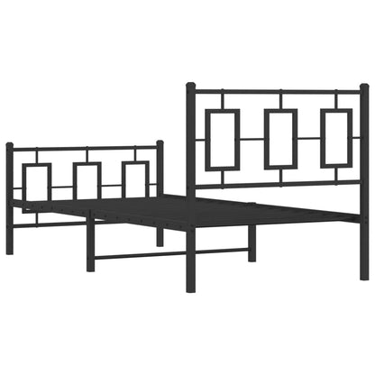 Kovový Rám Postele S Hlavovým A Nožním Čelem Černý 90 X 200 Cm