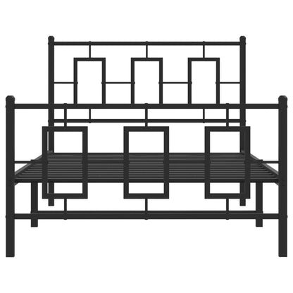 Kovový Rám Postele S Hlavovým A Nožním Čelem Černý 100 X 200 Cm