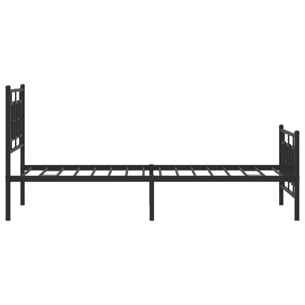 Kovový Rám Postele S Hlavovým A Nožním Čelem Černý 100 X 200 Cm