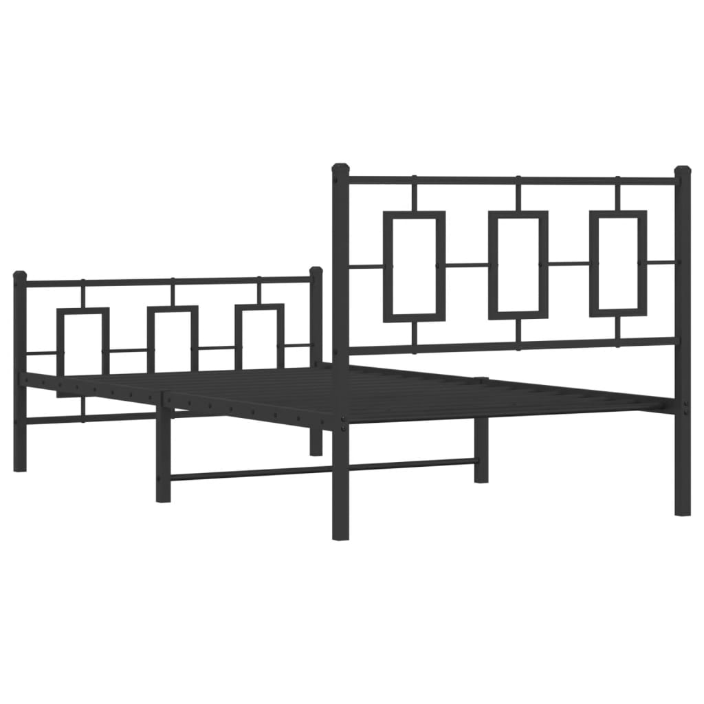 Kovový Rám Postele S Hlavovým A Nožním Čelem Černý 100 X 200 Cm
