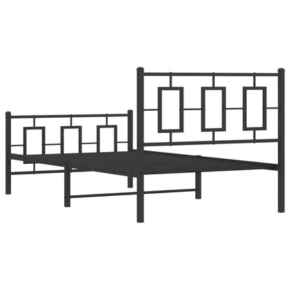 Kovový Rám Postele S Hlavovým A Nožním Čelem Černý 100 X 200 Cm