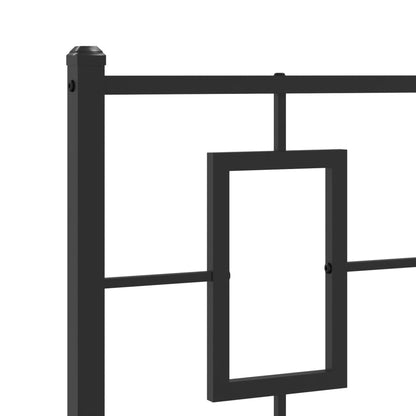Kovový Rám Postele S Hlavovým A Nožním Čelem Černý 100 X 200 Cm
