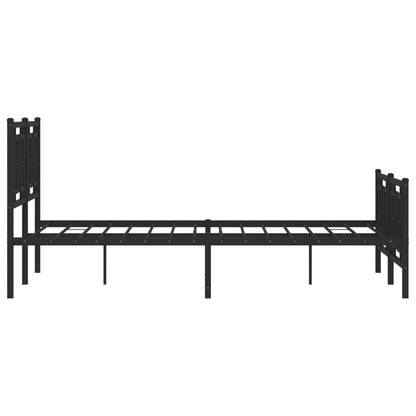 Kovový Rám Postele S Hlavovým A Nožním Čelem Černý 135 X 190 Cm