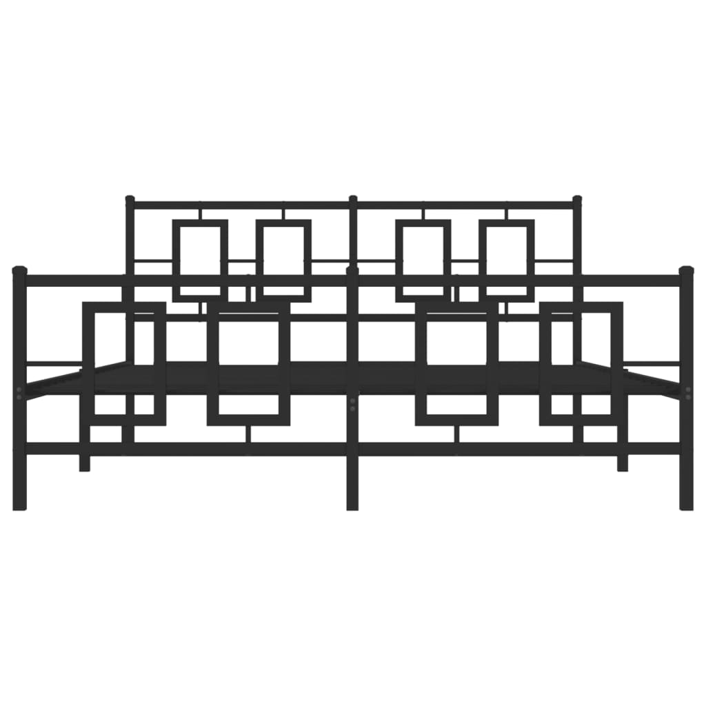Kovový Rám Postele S Hlavovým A Nožním Čelem Černý 150 X 200 Cm