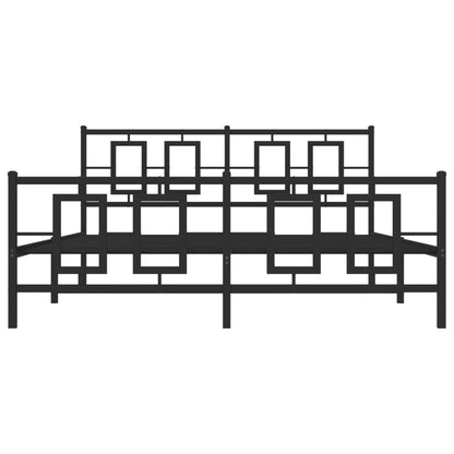Kovový Rám Postele S Hlavovým A Nožním Čelem Černý 150 X 200 Cm