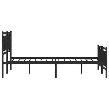 Kovový Rám Postele S Hlavovým A Nožním Čelem Černý 150 X 200 Cm