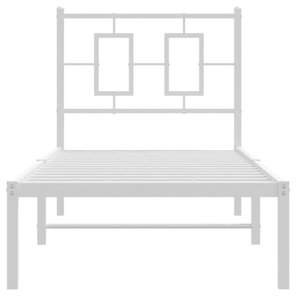 Kovový Rám Postele Bez Matrace S Čelem Bílý 75 X 190 Cm