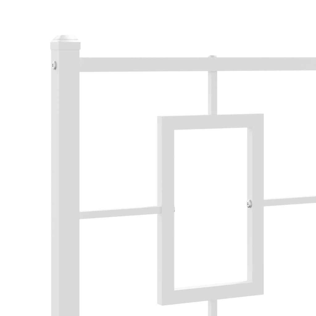 Kovový Rám Postele Bez Matrace S Čelem Bílý 75 X 190 Cm