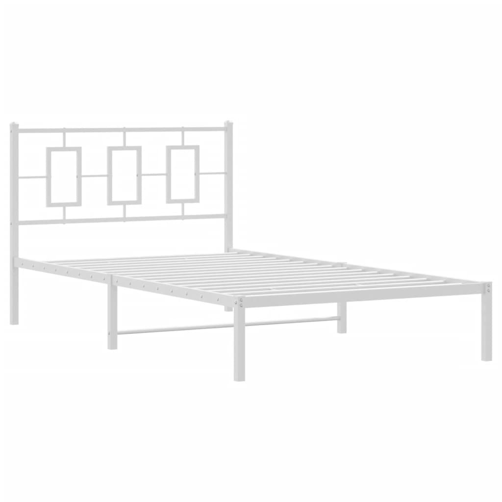 Kovový Rám Postele S Čelem Bílý 107 X 203 Cm