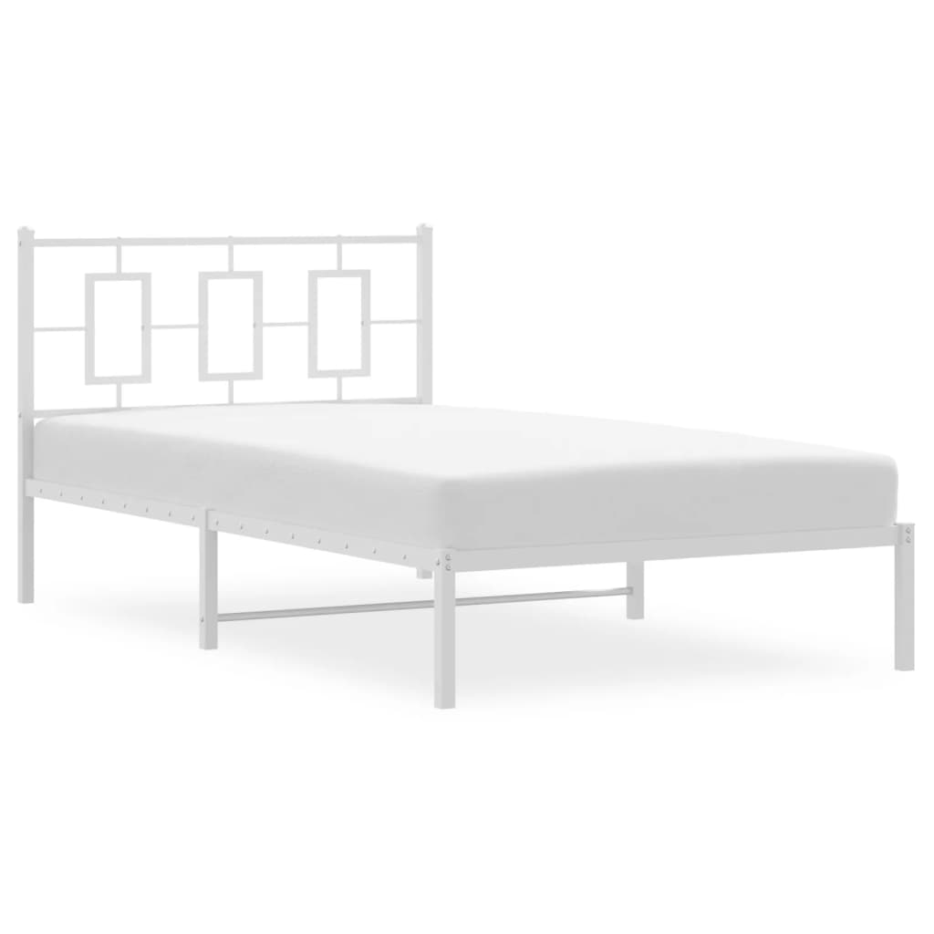 Kovový Rám Postele S Čelem Bílý 107 X 203 Cm
