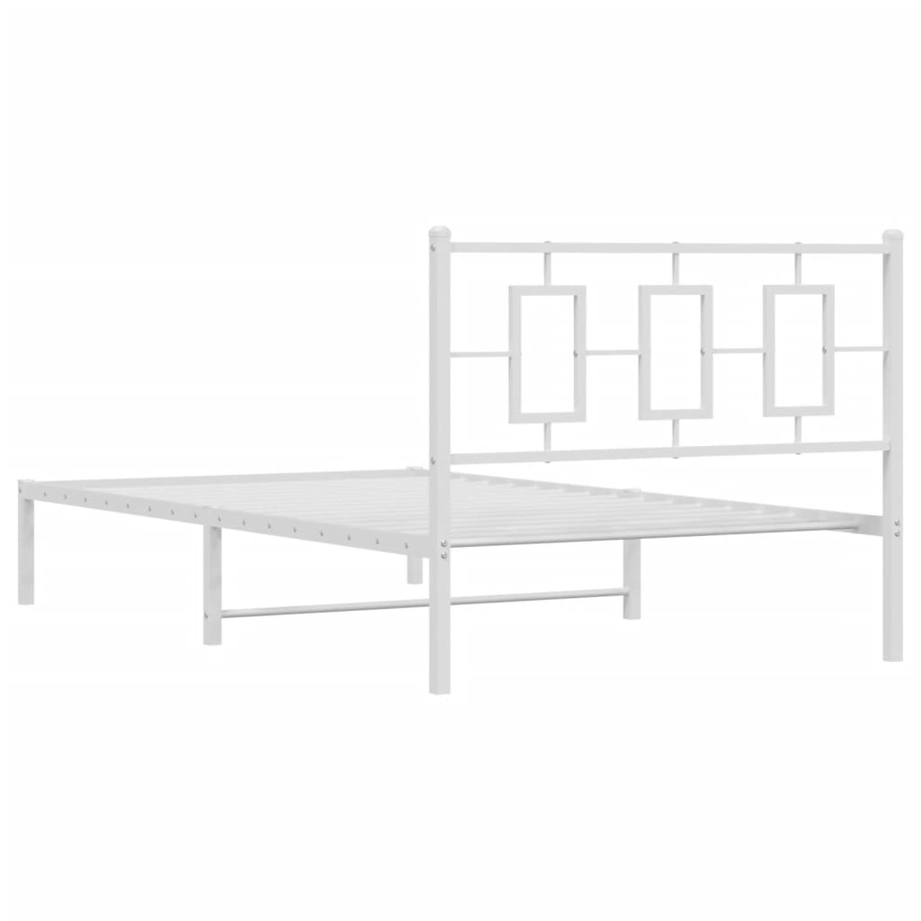 Kovový Rám Postele S Čelem Bílý 107 X 203 Cm