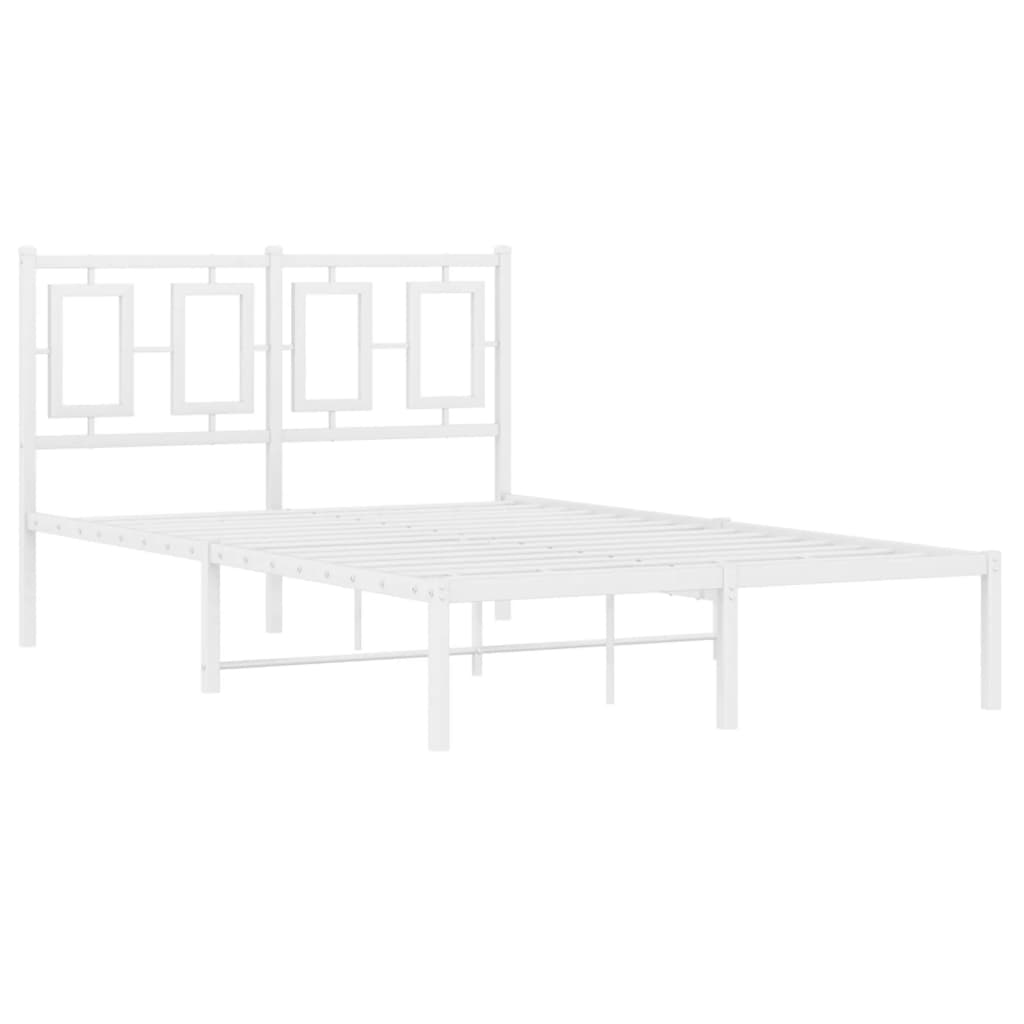 Kovový Rám Postele S Čelem Bílý 120 X 200 Cm