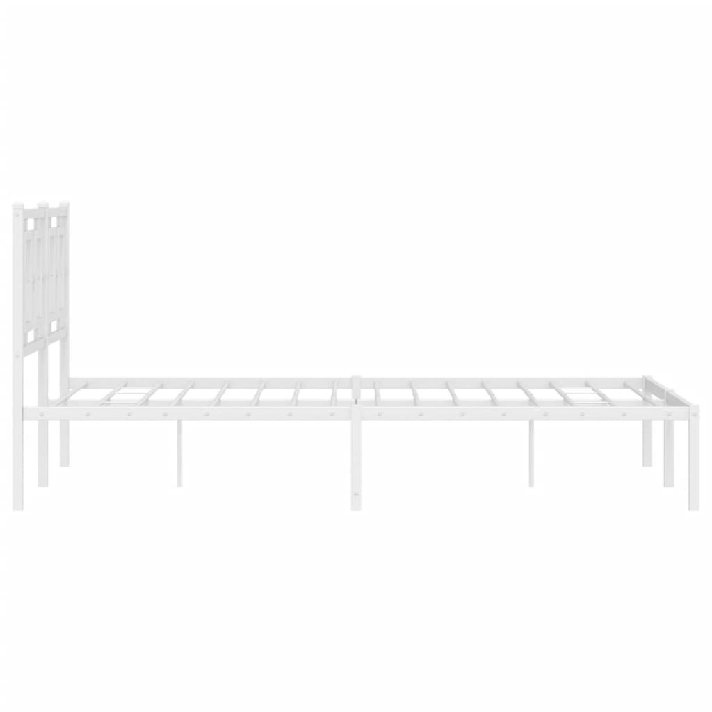Kovový Rám Postele S Čelem Bílý 140 X 190 Cm