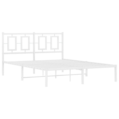 Kovový Rám Postele S Čelem Bílý 140 X 200 Cm