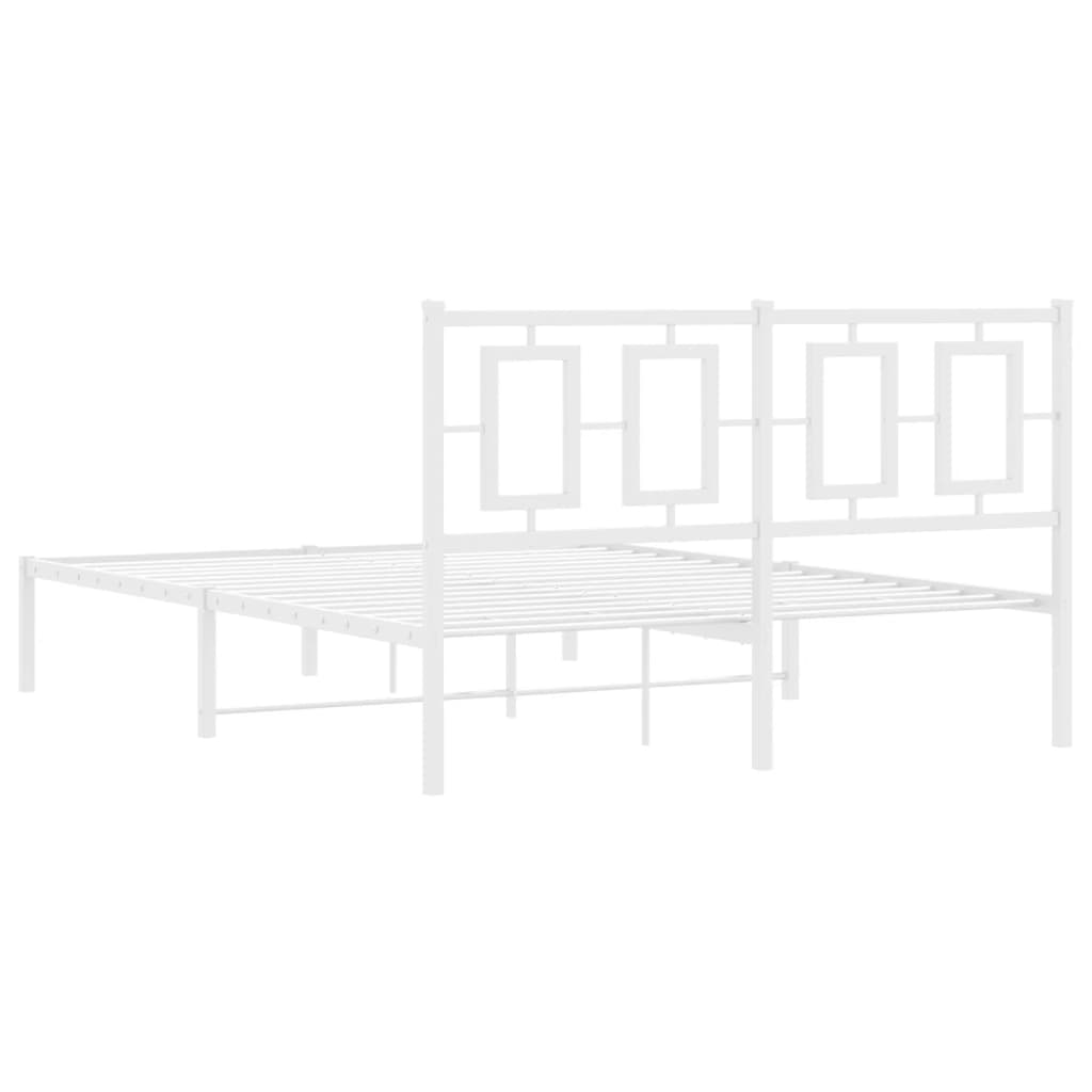 Kovový Rám Postele S Čelem Bílý 140 X 200 Cm