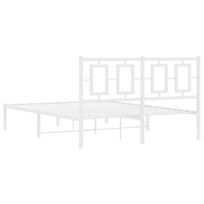 Kovový Rám Postele S Čelem Bílý 140 X 200 Cm