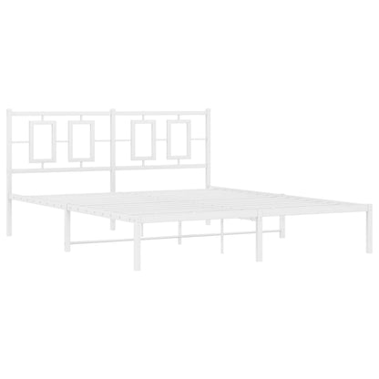 Kovový Rám Postele S Čelem Bílý 150 X 200 Cm