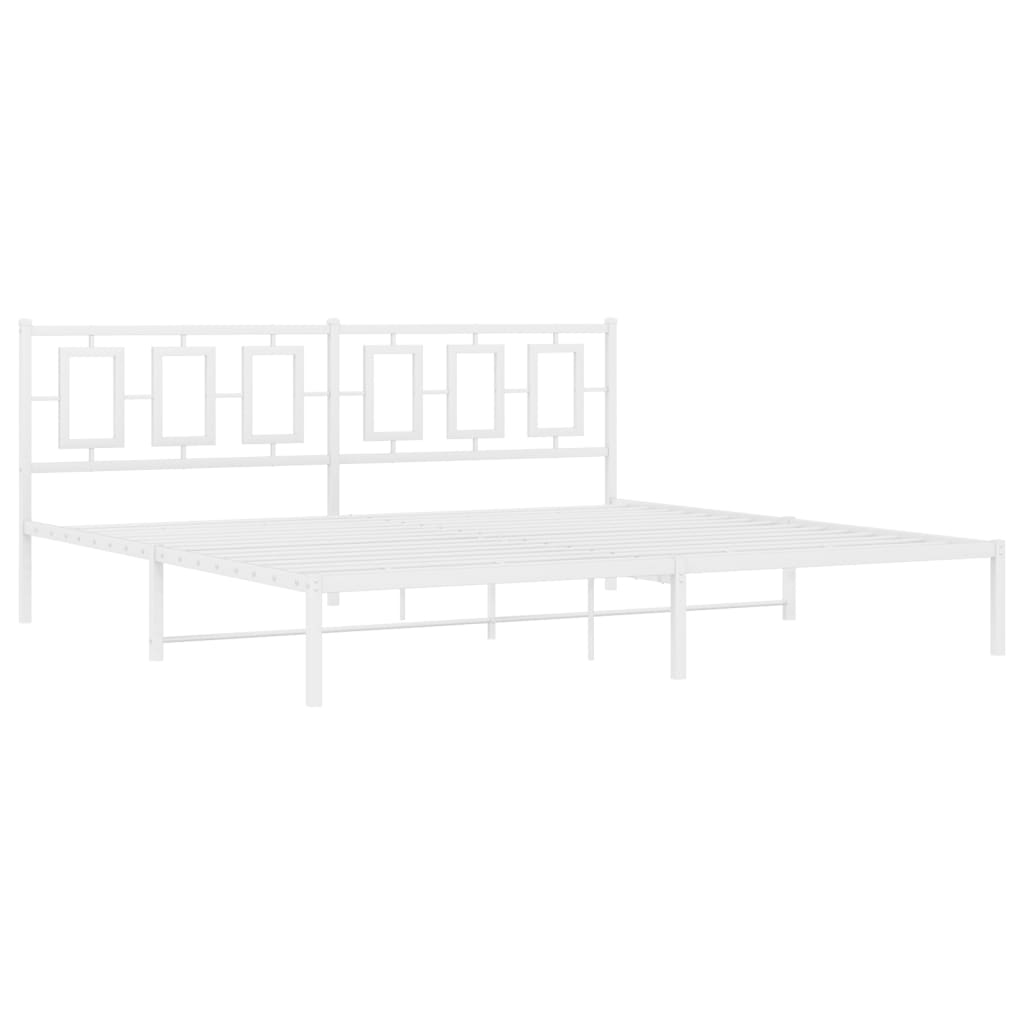 Kovový Rám Postele S Čelem Bílý 200 X 200 Cm