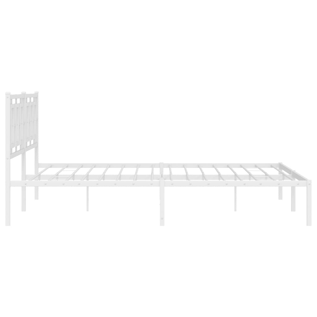 Kovový Rám Postele S Čelem Bílý 200 X 200 Cm