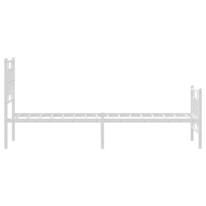 Kovový Rám Postele S Hlavovým A Nožním Čelem Bílý 75 X 190 Cm