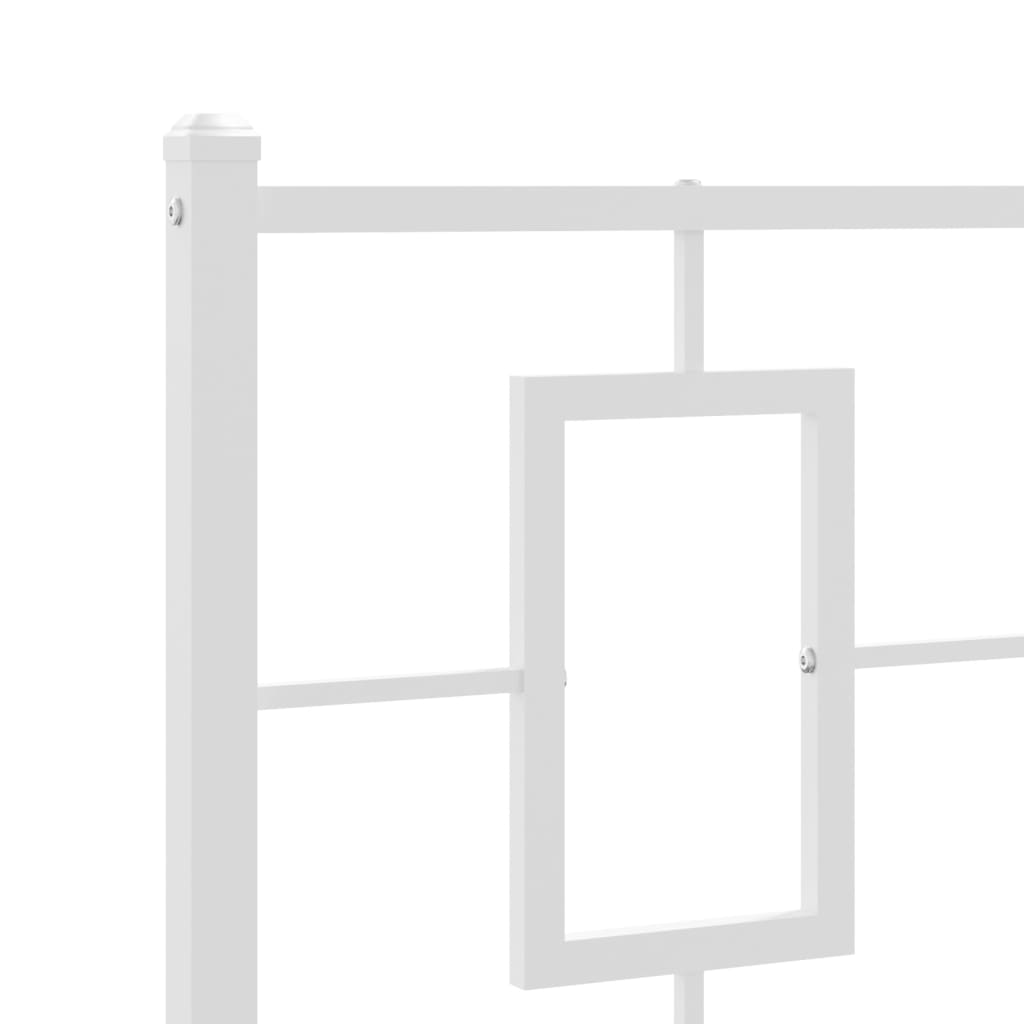 Kovový Rám Postele S Hlavovým A Nožním Čelem Bílý 75 X 190 Cm