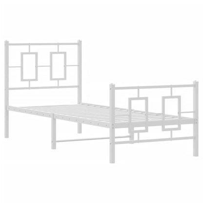 Kovový Rám Postele S Hlavovým A Nožním Čelem Bílý 80 X 200 Cm