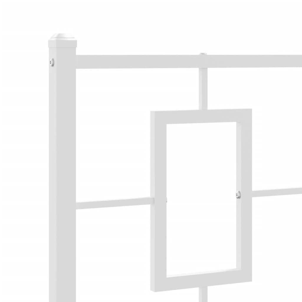 Kovový Rám Postele S Hlavovým A Nožním Čelem Bílý 80 X 200 Cm