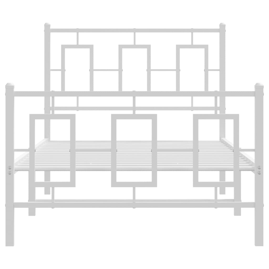 Kovový Rám Postele S Hlavovým A Nožním Čelem Bílý 90 X 200 Cm