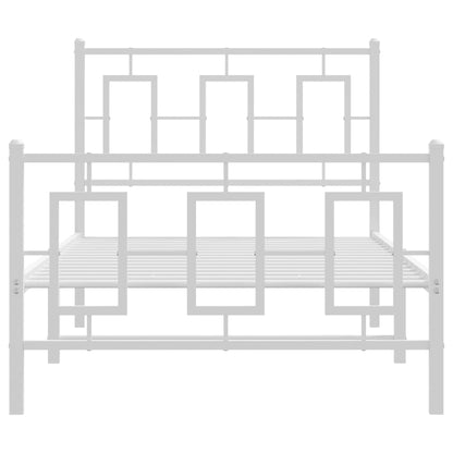 Kovový Rám Postele S Hlavovým A Nožním Čelem Bílý 90 X 200 Cm