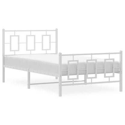 Kovový Rám Postele S Hlavovým A Nožním Čelem Bílý 100 X 200 Cm
