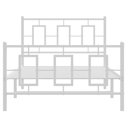 Kovový Rám Postele S Hlavovým A Nožním Čelem Bílý 100 X 200 Cm