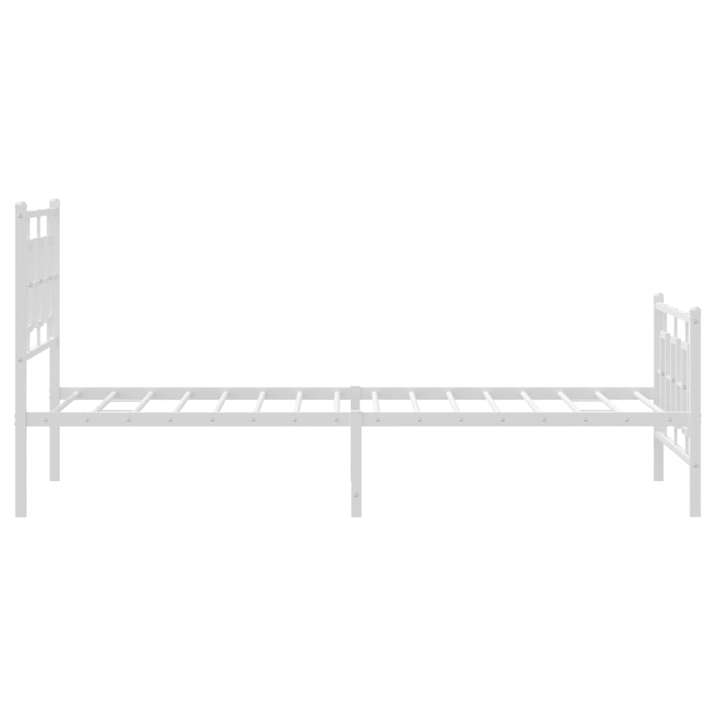 Kovový Rám Postele S Hlavovým A Nožním Čelem Bílý 100 X 200 Cm