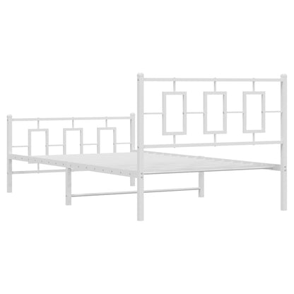 Kovový Rám Postele S Hlavovým A Nožním Čelem Bílý 107 X 203 Cm