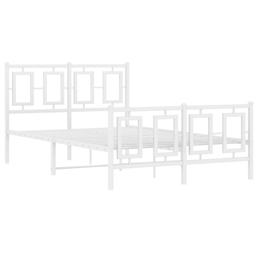 Kovový Rám Postele S Hlavovým A Nožním Čelem Bílý 120 X 200 Cm