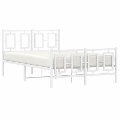 Kovový Rám Postele S Hlavovým A Nožním Čelem Bílý 120 X 200 Cm