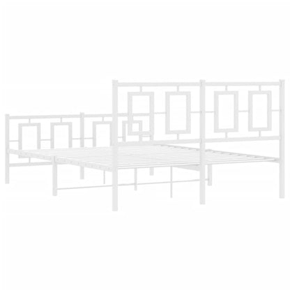 Kovový Rám Postele S Hlavovým A Nožním Čelem Bílý 135 X 190 Cm