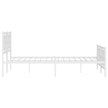 Kovový Rám Postele S Hlavovým A Nožním Čelem Bílý 150 X 200 Cm