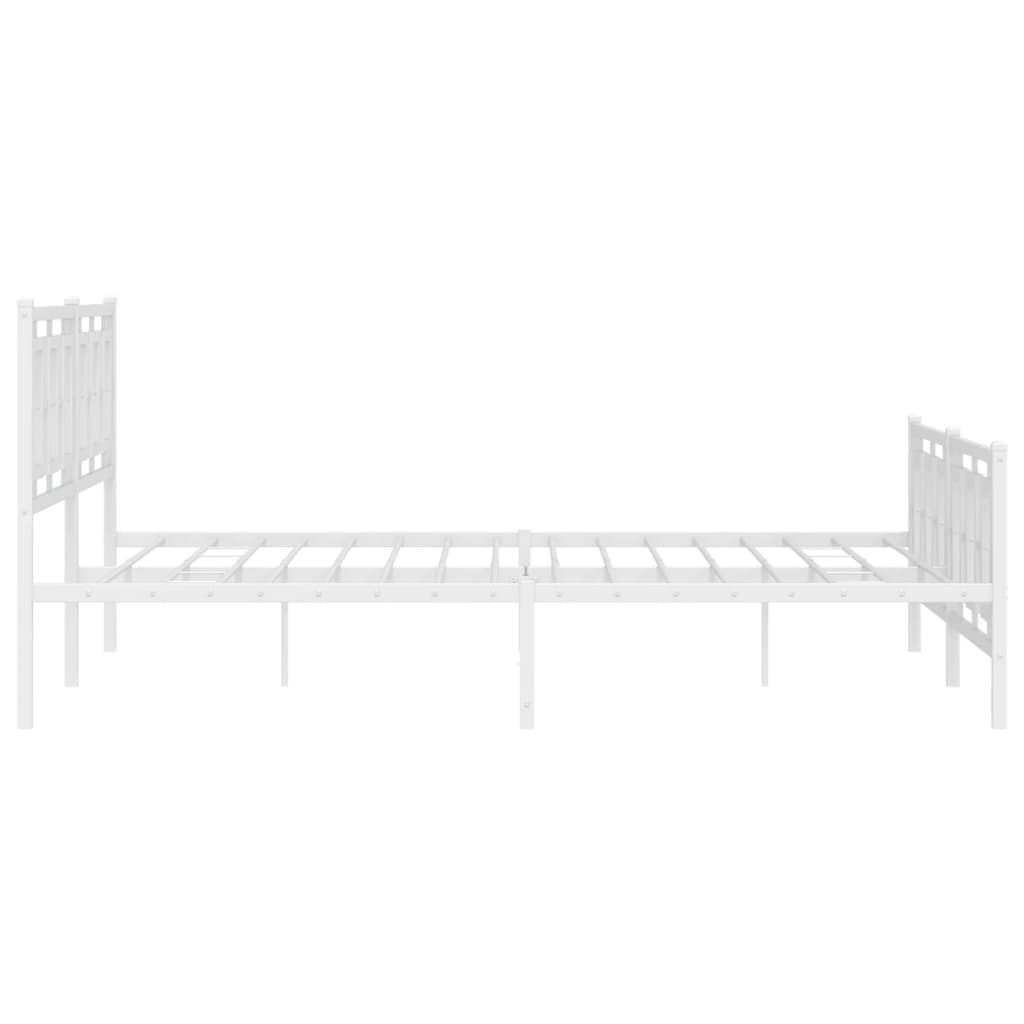 Kovový Rám Postele S Hlavovým A Nožním Čelem Bílý 180 X 200 Cm