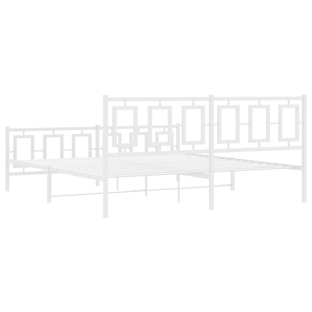 Kovový Rám Postele S Hlavovým A Nožním Čelem Bílý 180 X 200 Cm