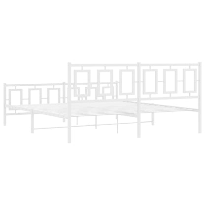 Kovový Rám Postele S Hlavovým A Nožním Čelem Bílý 180 X 200 Cm