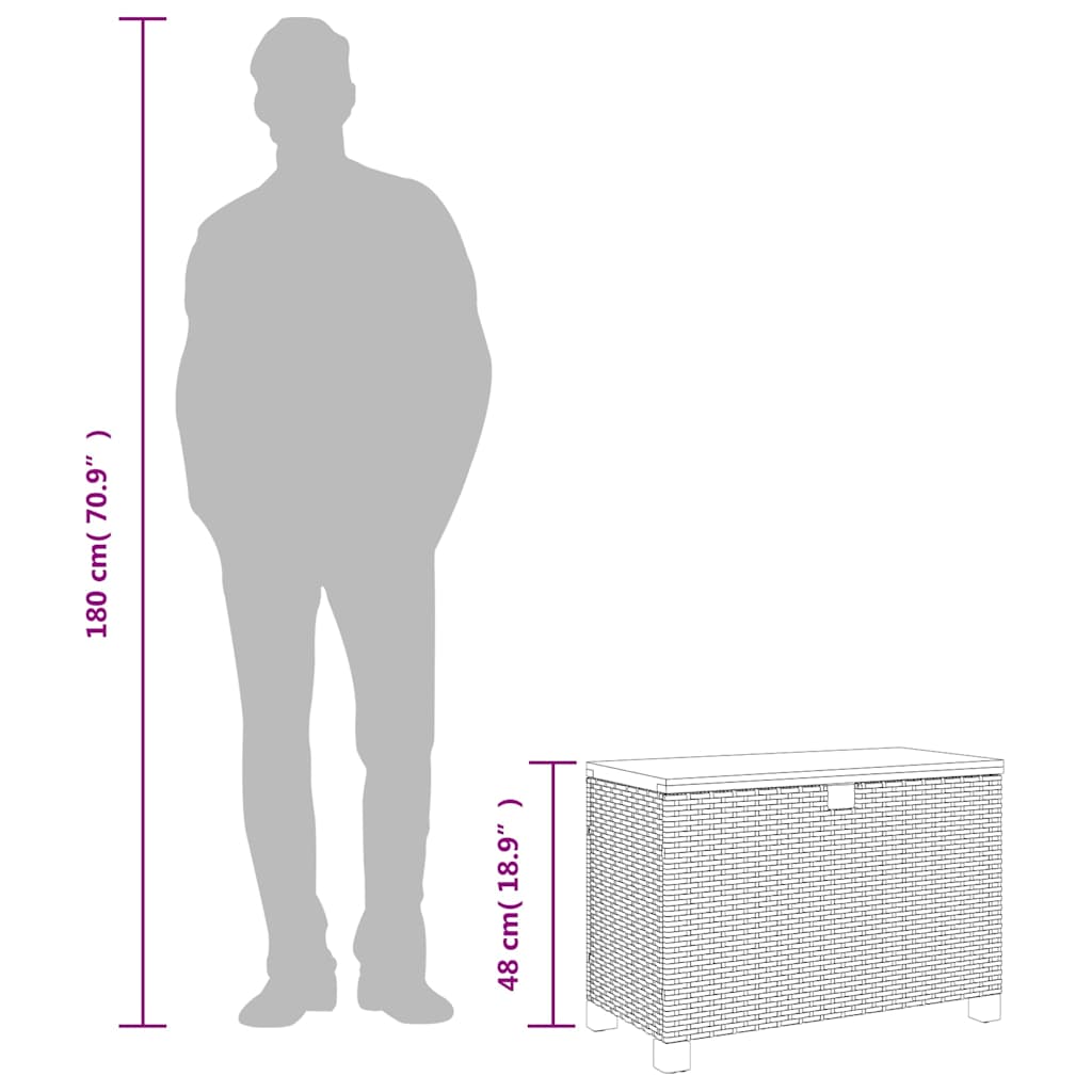 Zahradní Úložný Box Černý Polyratan Akáciové Dřevo