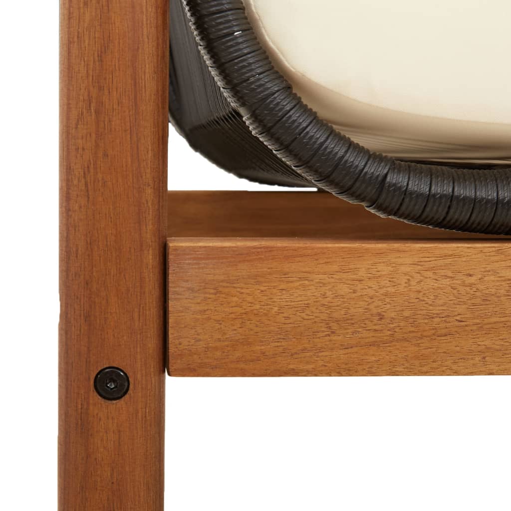 Zahradní Lavice S Poduškou Černá Polyratan Akácie