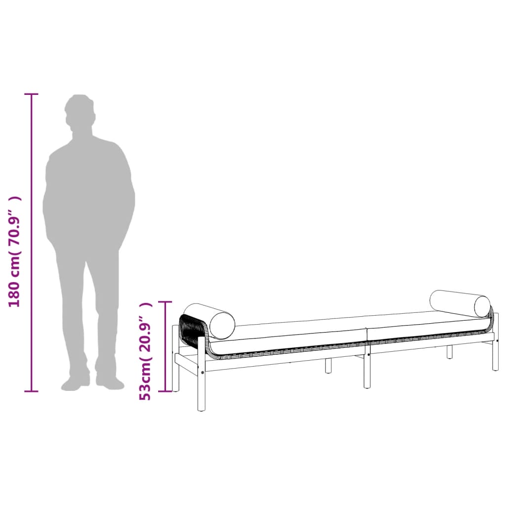 Zahradní Lavice S Poduškou Černá Polyratan Akácie