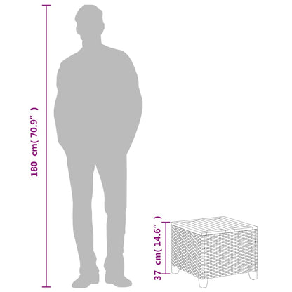 Zahradní Stolek Šedý 45 X 45 X 37 Cm Polyratan Akáciové Dřevo