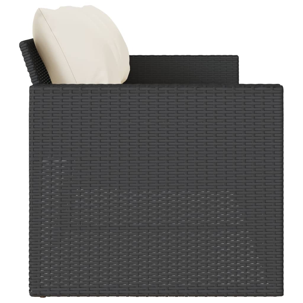 Zahradní Pohovka S Poduškami 3Místná Černá Polyratan