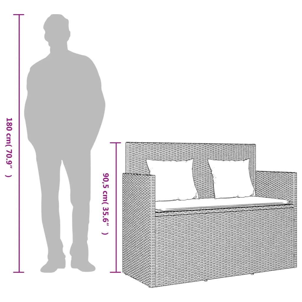 Zahradní Lavice S Poduškami Béžová Polyratan