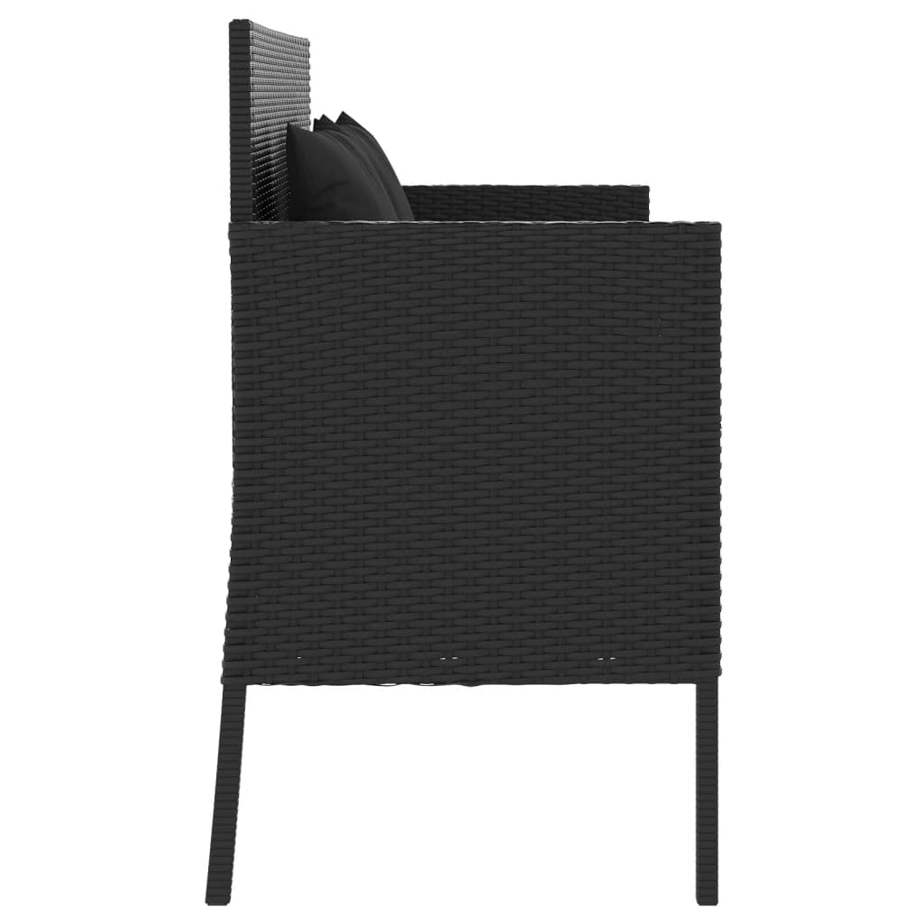 Zahradní Lavice S Poduškami Černá Polyratan