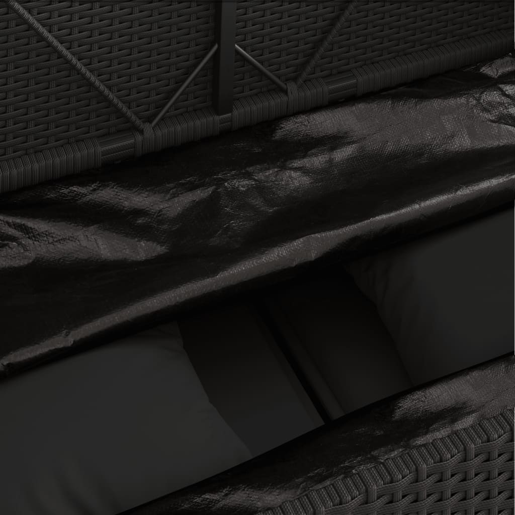 Zahradní Lavice S Poduškami Černá Polyratan