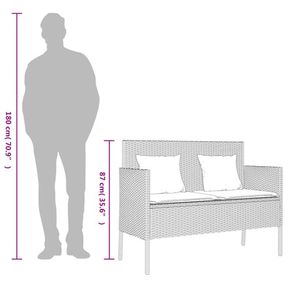 Zahradní Lavice S Poduškami Černá Polyratan